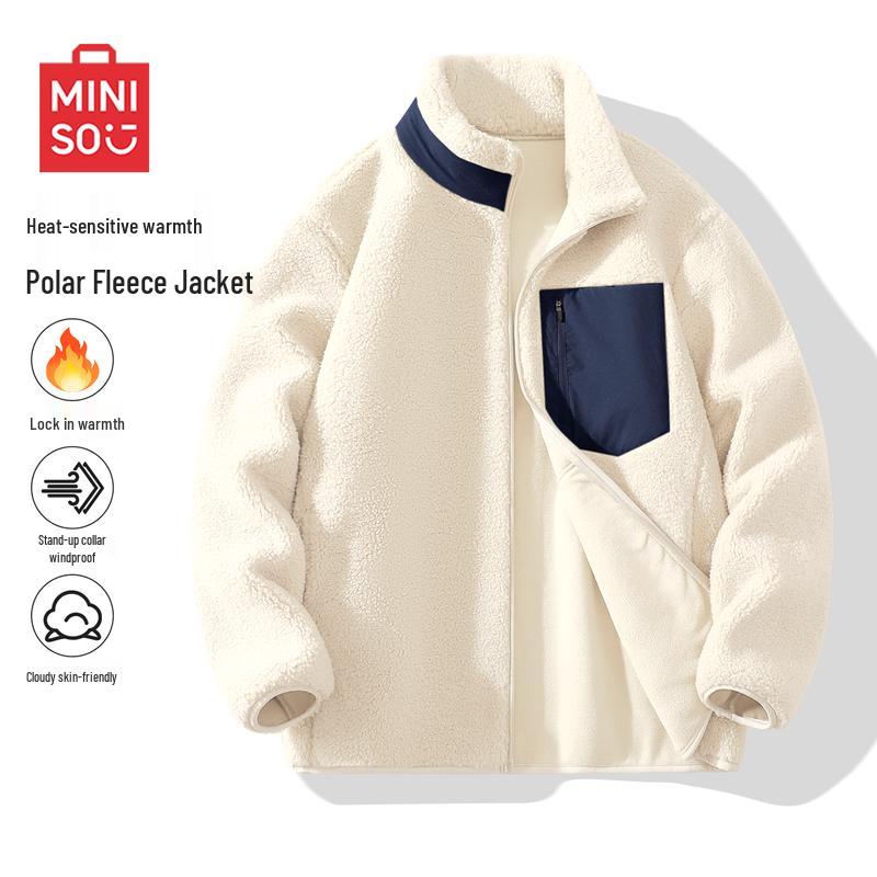 

MINISO Men s Stand Collar Fleece Lined Winter Jacket 3XL