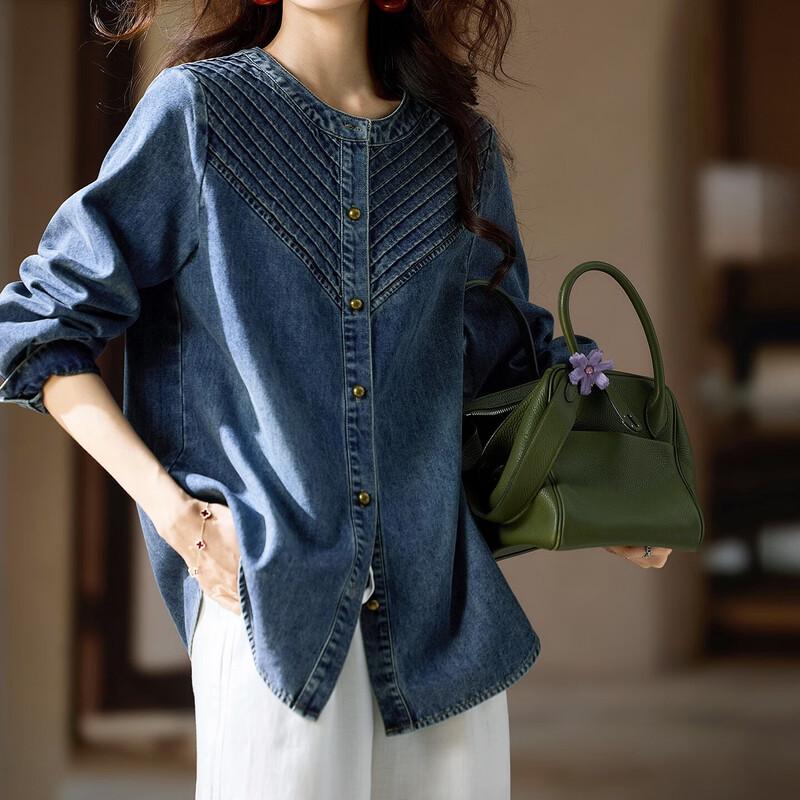 Trendy Women's Denim-Style Shirt Jacket