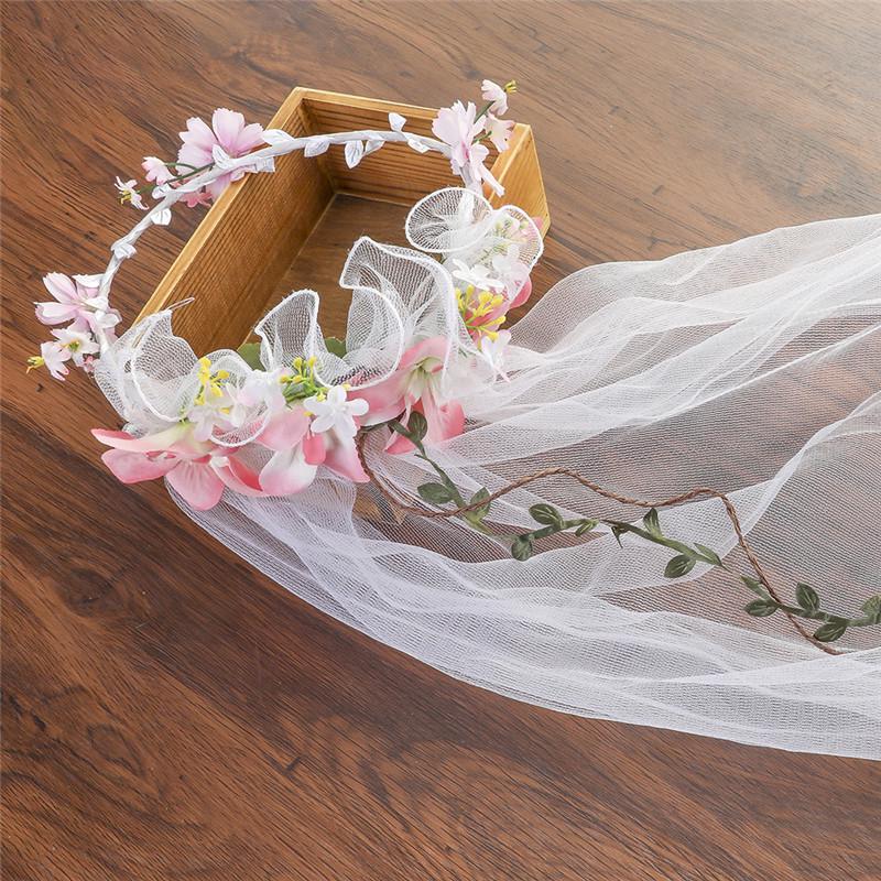 Evaliana Bridal Veil Flower Garland Wedding Party Photography Headpiece Headband Evaliana Bridal Veil Flower Garland Wedding Party Photography Headpiece Headband