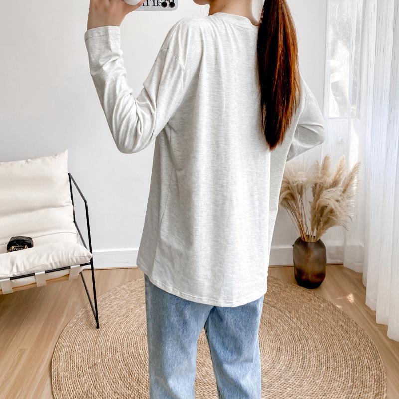 Maternity Long Sleeve Nursing Top - Stylish Spring & Autumn Wear for Postpartum and Breastfeeding Moms