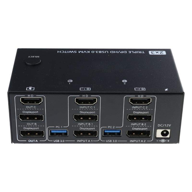 

KVM Switcher For 3Monitors 2 +HDTV,USB3.0 Port, Supports 8K@60Hz And 4K@144Hz Displays Super Connectivities 1