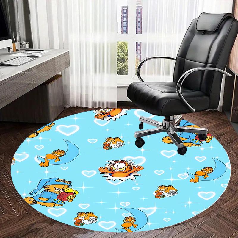 1pc Garfield Pattern Blue Hearts Stars Round Carpet, Made of Polyester,Perfect for Decorating Office Chairs, Living Rooms,fplt195