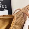 Woven Tote Bag for Women Summer Beach Handbag with Faux Leather Strap Fashion Casual Carryall
