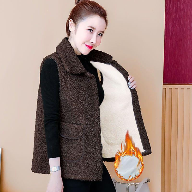 Plus Velvet Thickened Imitation Lamb Velvet Vest Women's Autumn and Winter Korean Style Loose Outer Wear Fashion Warm Vest
