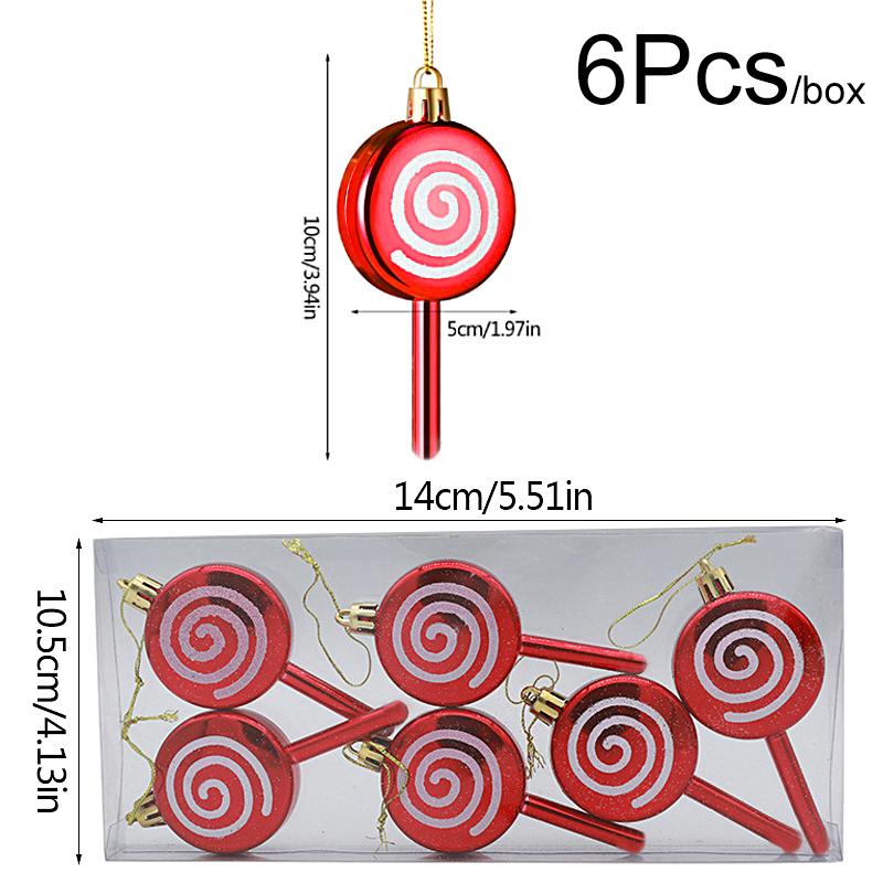 3/6Pcs/Pack Home Decoration New Year Plastic DIY Christmas High Quality Hanging Pendant Lollipop Gifts