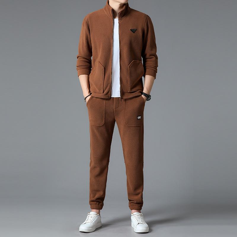 

Спортивний костюм для відпочинку. Чоловічий осінньо-зимовий плюс товстий флісовий худі з довгими рукавами. Кардиган. Штани. Теплий комплект із двох частин. 4XL/58