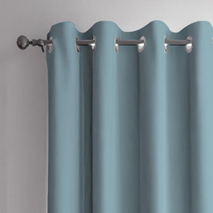Plain Non-iron Eyelet Curtain 135x250 Cm ALIX Glacier Blue, by Soleil D'ocre