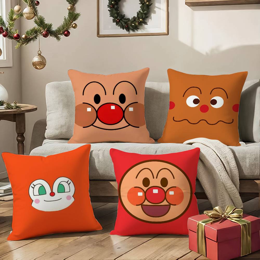 Klassischer Anime-Anpanman-Kissenbezug für bequemes Sofa oder Bett. Seidig-elegant mit unsichtbarem Reißverschluss. Dekorativer Kissenbezug.