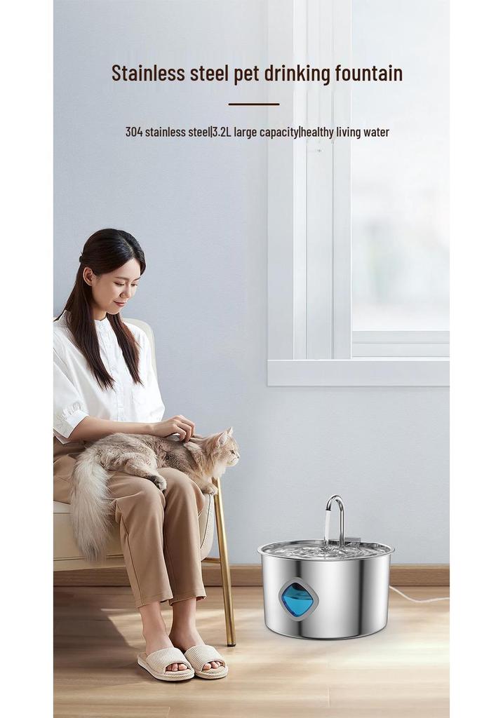 PetSmart 3.2L Stainless Steel Automatic Water Fountain & Feeder for Cats and Dogs