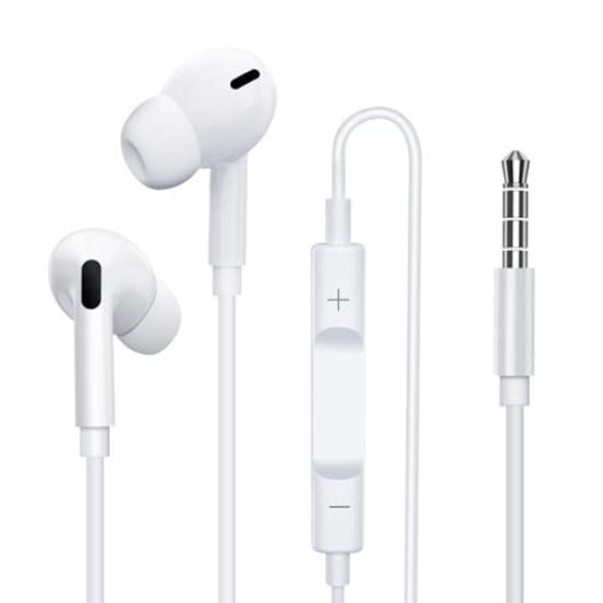 Wired Headphones with 3.5mm Stereo Mini Plug, In-Ear Type, with Microphone and Speaker, for Teleworking and Android Devices