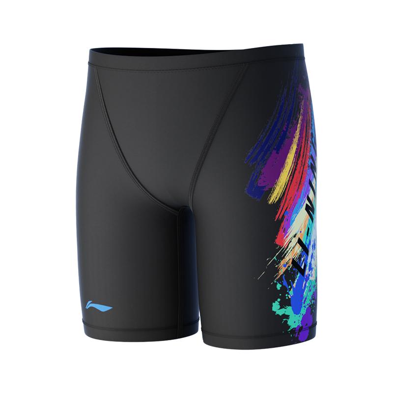 

Li Ning Профессиональные купальники Защита от смущения Большой размер Пятиточечные плавательные шорты Мужские купальники Черный LNKW019-1 L