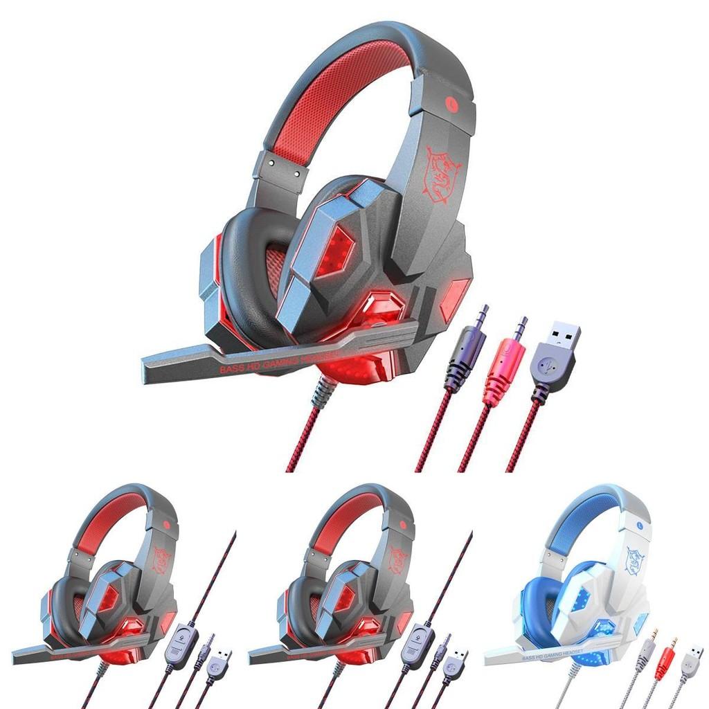 Wired Gaming Headset For Pc Ps4 40mm Drivers Leather Ear Cushions 22m Cord Mic Gamers Home Office