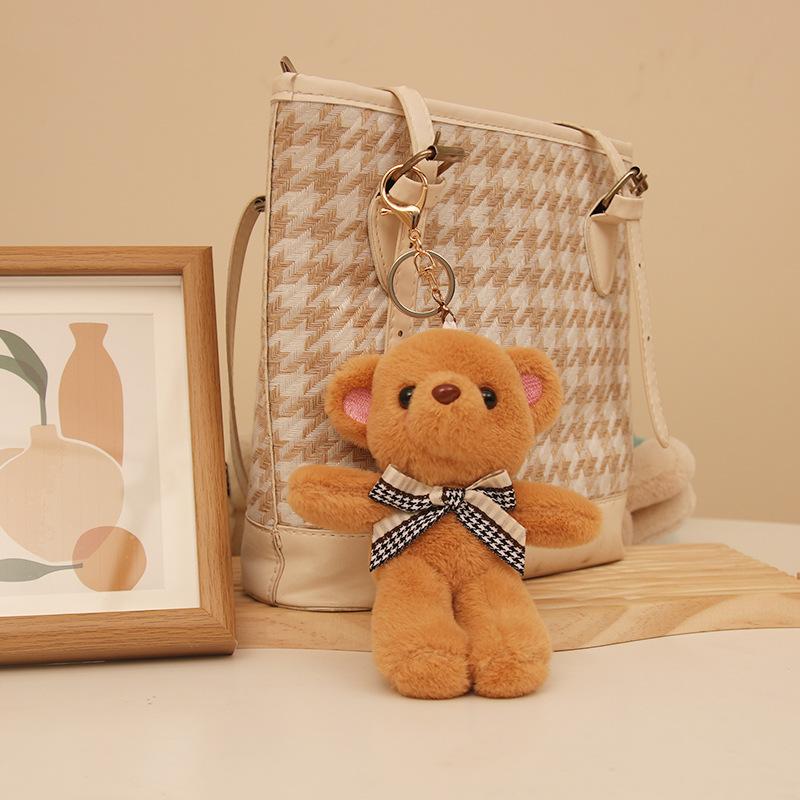 Cartoon Plush Bear Girl Keychain Schoolbag Doll Cute Backpack Pendant Ornament Doll Gift