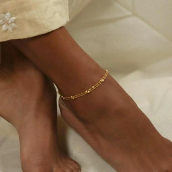 European and American Hot-Selling Double-Layer Heart Anklet - Minimalist Beach Jewelry for Women