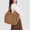Vintage Women's Bag Large Capacity Canvas Tote Bag Solid Color Portable Shoulder Bag
