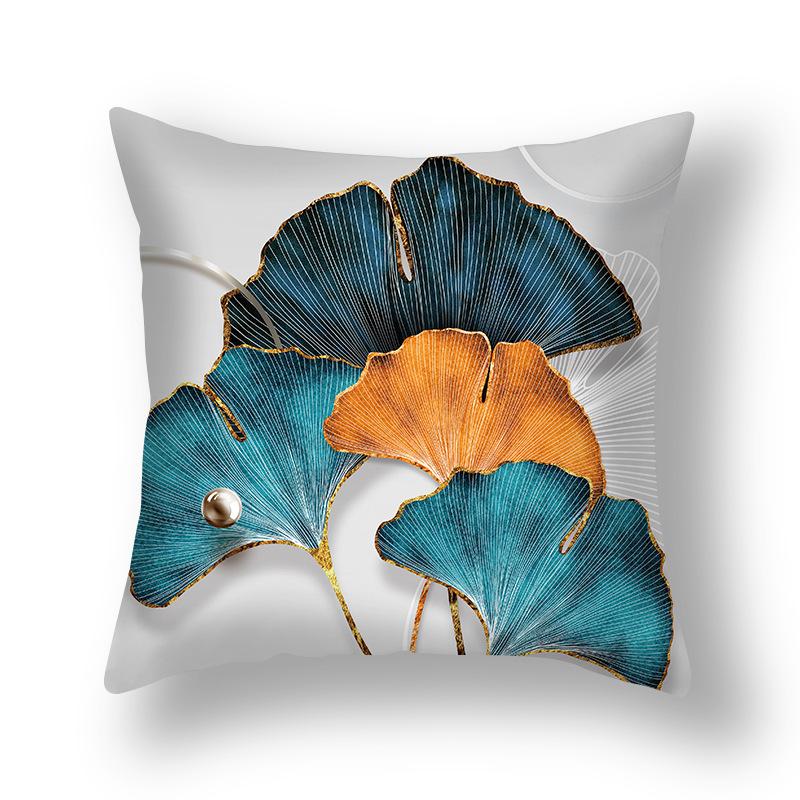 Short Plush Pillowcase, Simple and Versatile Ginkgo Leaf Pillow, Modern Decorative Sofa Pillow, Cushion
