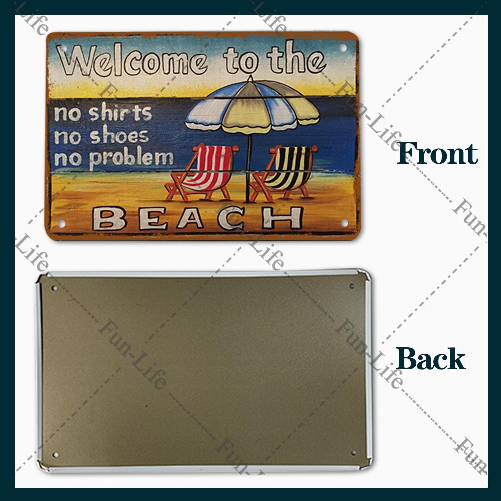 Beach Tin Sign Bar Pub Cafe Shop Wall Surfing Decoration Vintage Metal Art Sticker Poster Home Decor Iron Plate 20x30 cm