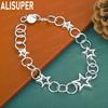 925 Sterling Silver Star-Shaped Side Chain Bracelet Gift Jewelry