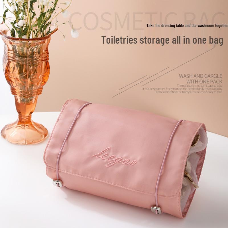 Foldable Waterproof Toiletry Bag: Large Capacity 4-in-1 Travel Makeup Organizer