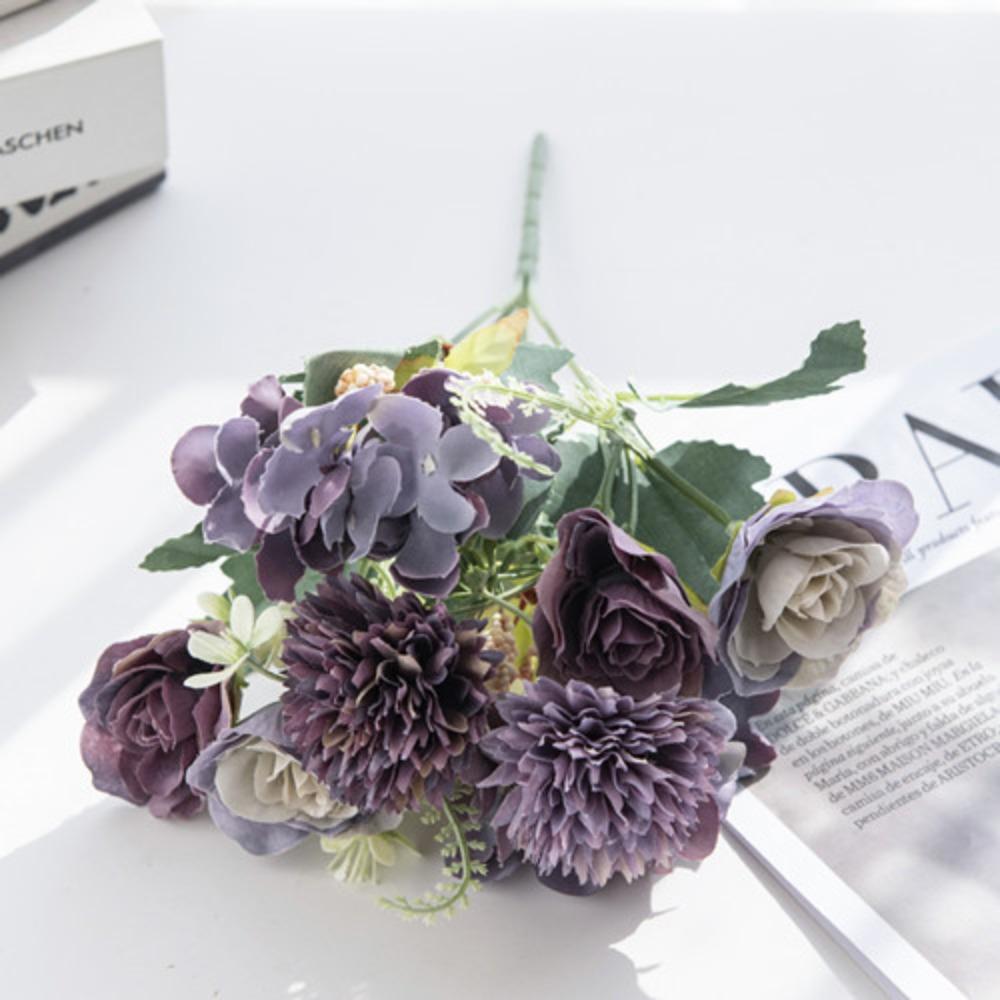 Fashion 30CM Artificial Rose Flower Colorful DIY Silk Hydrangea Silk Peony Simulated Flowers Home Decor