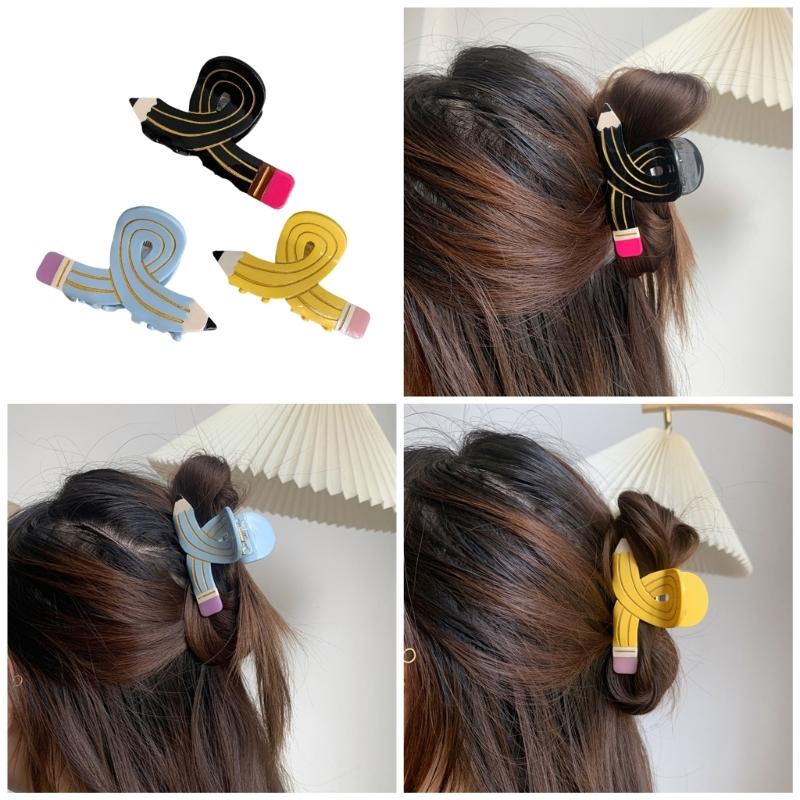 Elegant Pencil Hair Claw for Women Girl Creative Shape Claw Clip Hair Grip Ponytail Holder Back To School Hair Decors