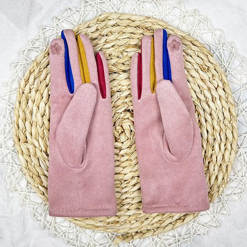 Deerskin Fleece Gloves Women'S Outdoor Cycling Student Warm Gloves Windproof Gloves