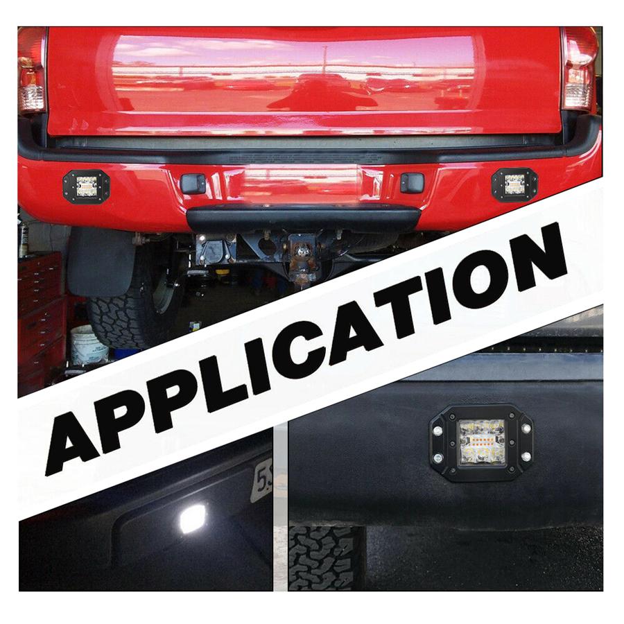 2PCS Flush Mount 4.8 INCH CREE 96W 9600LM Combo Flood Spot Led Work Light Cube pods Off road Fog Lamp Driving Light