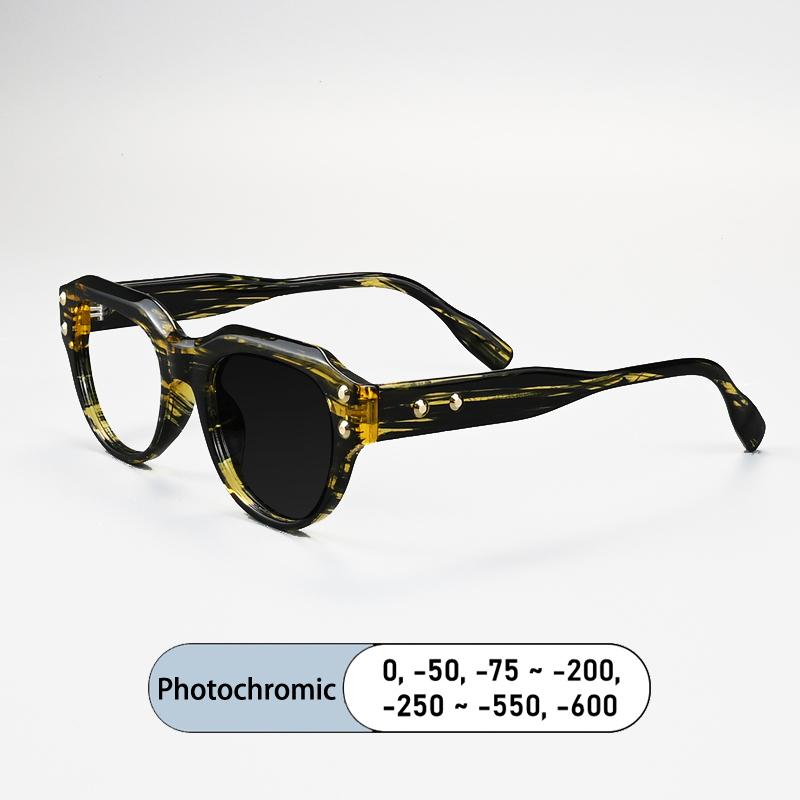 Brand Design Rice Nail Stripes Frame Men Myopia Glasses Prescription Nearsight Anti Blue Ray Women Short Light Optical Eyewear