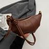 2026 Retro Trend Solid Color Splicing Leather Shoulder Bag Women Korean Fashion Lady Dumpling Crossbody Bag Handbags and Purses