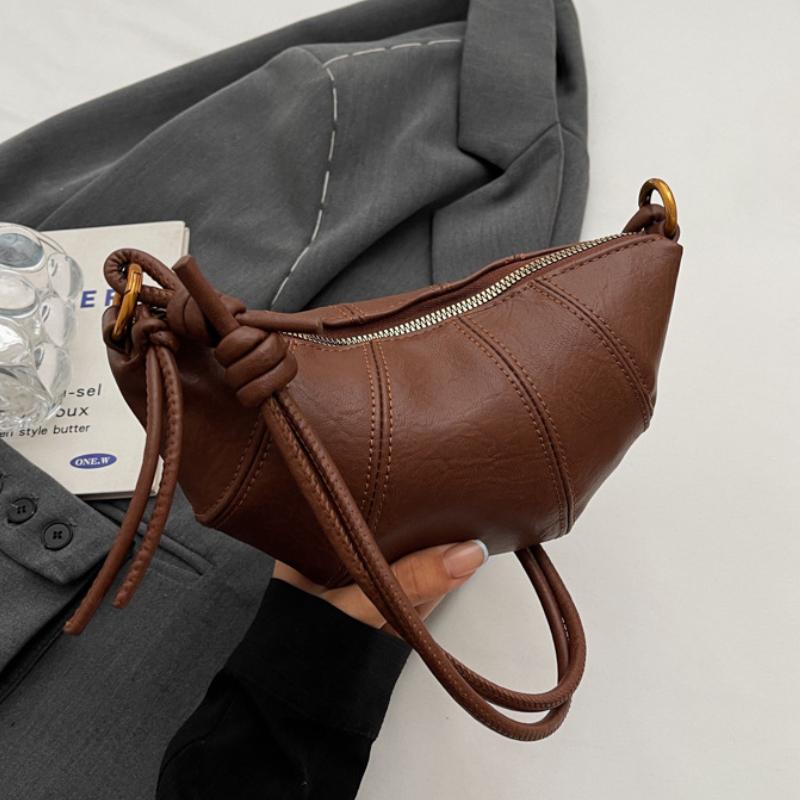

Retro Trend Solid Color Splicing Leather Shoulder Bag Women Korean Fashion Lady Dumpling Crossbody Bag Handbags and Purses
