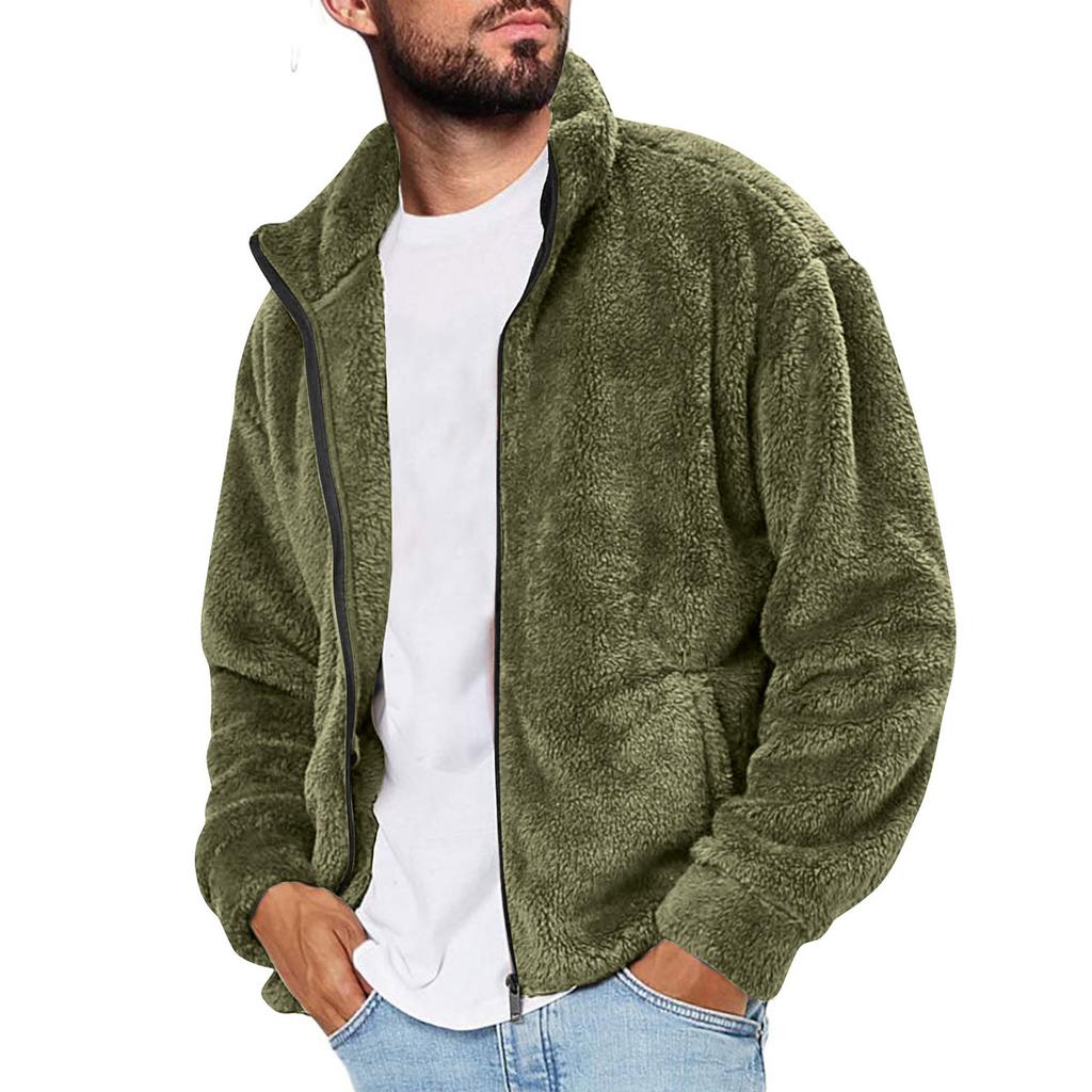 Mens Jacket Cardigan Long Sleeve Full Zip Open Front Thermal Coat Fall Winter Outwear