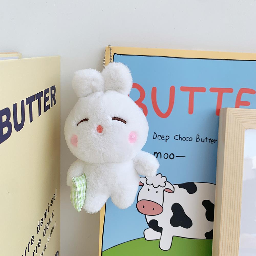 

Bunny Pink Sleepy Plush Keychain Soft And Cuddly Animal Bag Decoration White Bunny