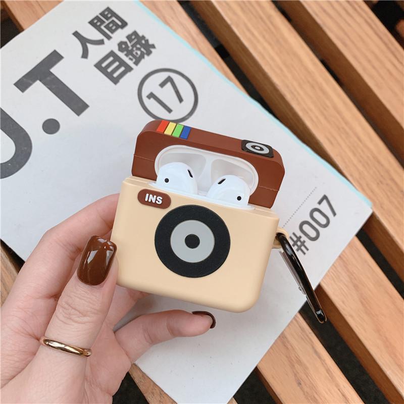 New Ins Creative Cute Camera AirPods Protective Case Universal Silicone Apple Bluetooth Headset Cover for Women