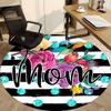 1pc Floral Mom Print Carpet for Office Non Slip, Round Carpet, Soft & Comfortable, Carpet for Office, Lightweight Round Floor Mat