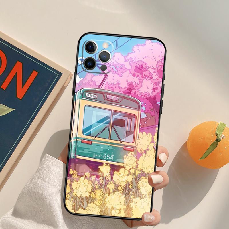 Tokyo Sakura cherry blossom landscape Funda Case For iPhone 16 15 14 Pro Max 11 12 13 Pro Max Mini XR 16 15 Plus 16e Phone Cover
