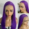 AIMEYA Purple Lace Front Wig 13x4 Long Silky Straight Synthetic Daily Wear Cosplay Wigs Natural Hairline Heat Resistant Fiber