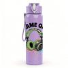 1PC Game On Headphone Gaming Slogan Print 750ml Color Plastic Sports Water Bottle Leakproof Flip Straw Lid Suitable for Sports Office Home Use
