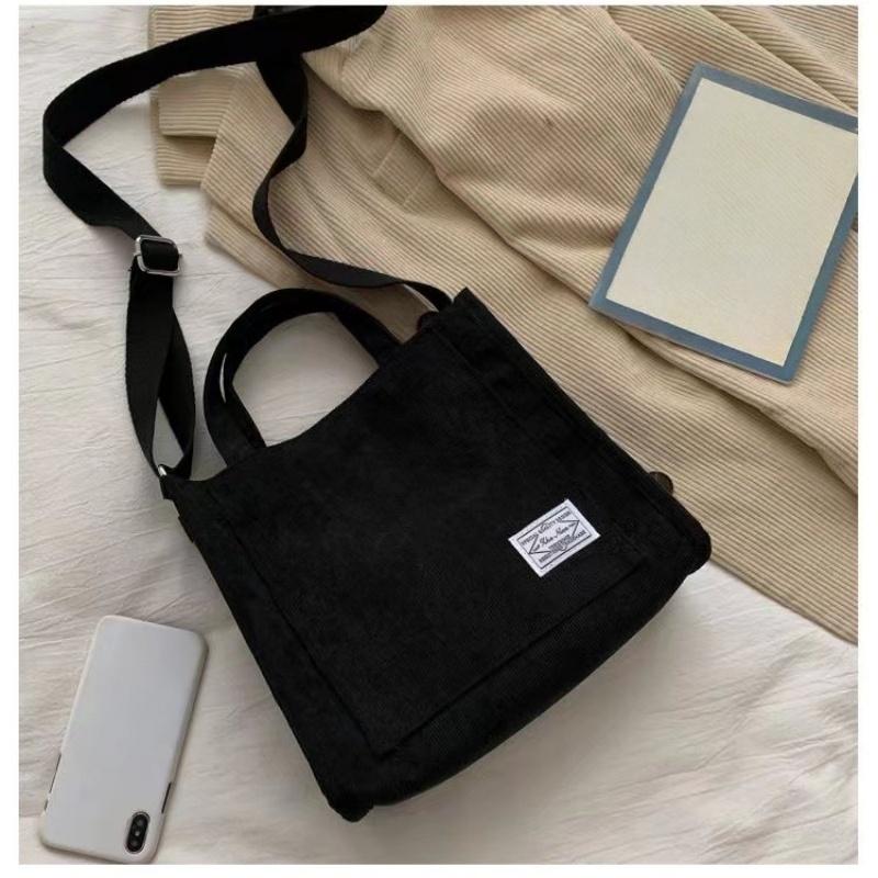 Women's Fashion Corduroy Tote Bag Lightweight Crossbody Style Holds Daily Essentials Ideal for School Work Shopping