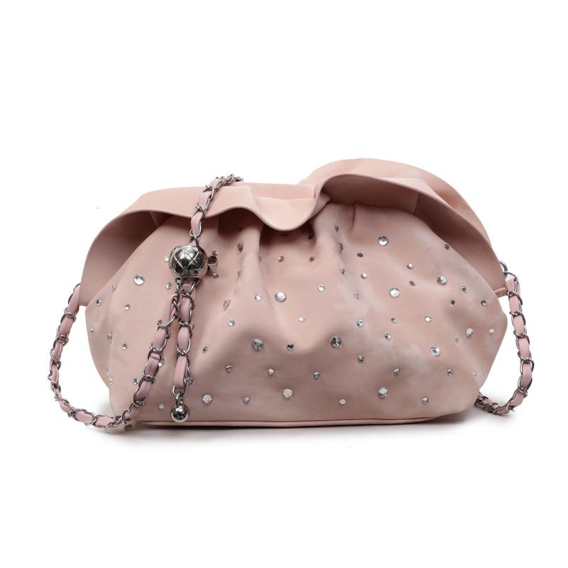 Folded Cloud Bag 2025 New Mori Sweet Girl Foreign Style Versatile Messenger Bag Fashionable Rhinestone Dumpling Bag Tide