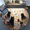 Black Cat Round Area Rug,Carpet Rug for Living Room Bedroom Sofa Playroom Decor,Non-slip Floor Mat