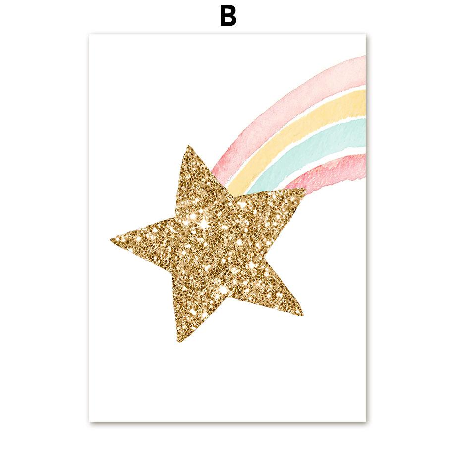 Unicorn Swan Butterfly Rainbow Cloud Flower Posters and Prints Wall Art Print Canvas Painting Pictures Girl Baby Kids Room Decor