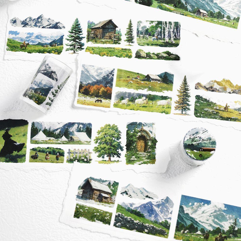 Mr. Paper, Landscape Grassland Themed Adhesive Tape Stickers, Photo Frames, Greeting Cards, Scrapbooks, Decorative Stickers
