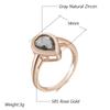 Grey Crystal Water Drop Rings For Women Fashion  Rose Gold Color With Natural Zircon High Quality Daily Jewelry