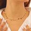Simple Personality Gold Color Glossy Leaf Tassel Necklace Link Finger Chain Bracelet Set for Women Stainless Steel Jewelry Sets