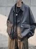 Men's Trendy Hong Kong Style Leather Motorcycle Jacket - Loose Fit, Handsome Workwear Parka