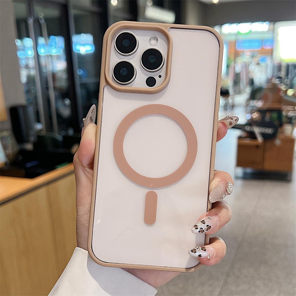 For Iphone 16 15 14 Pro Max Plus 13 12 Mini 11 XS XR 7 8 Magnetic Wireless Charge Cases Cover Luxury Magsafe Transparent Case For