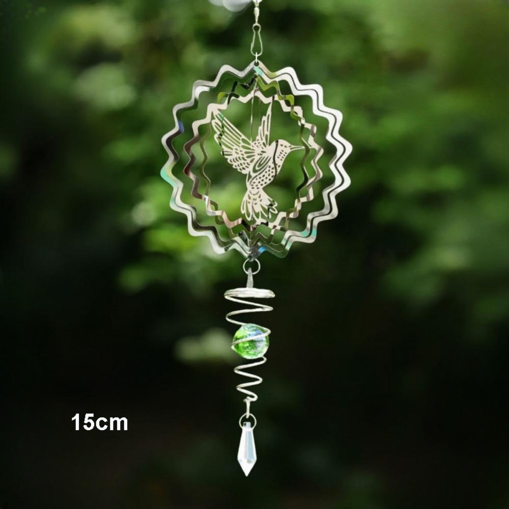 3D Flowing Wind Spinner 10/15cm Stainless Catcher Hanging Decor 10 Styles Yard Garden Mirror Rainbow
