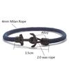 Noter Stylish Men Anchor Bracelet 8 Colors Available Grade A 4mm Milan String Charm Braslet Hiphop Rock Wrist Accessories Joias