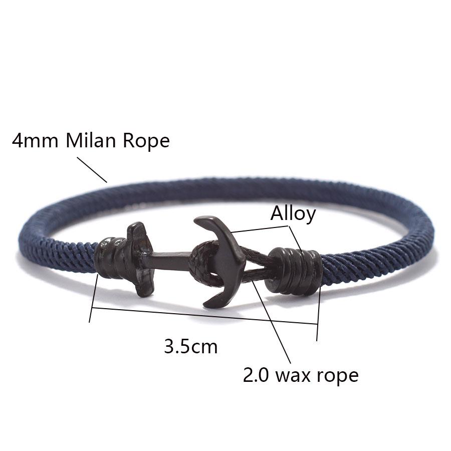 Noter Stylish Men Anchor Bracelet 8 Colors Available Grade A 4mm Milan String Charm Braslet Hiphop Rock Wrist Accessories Joias