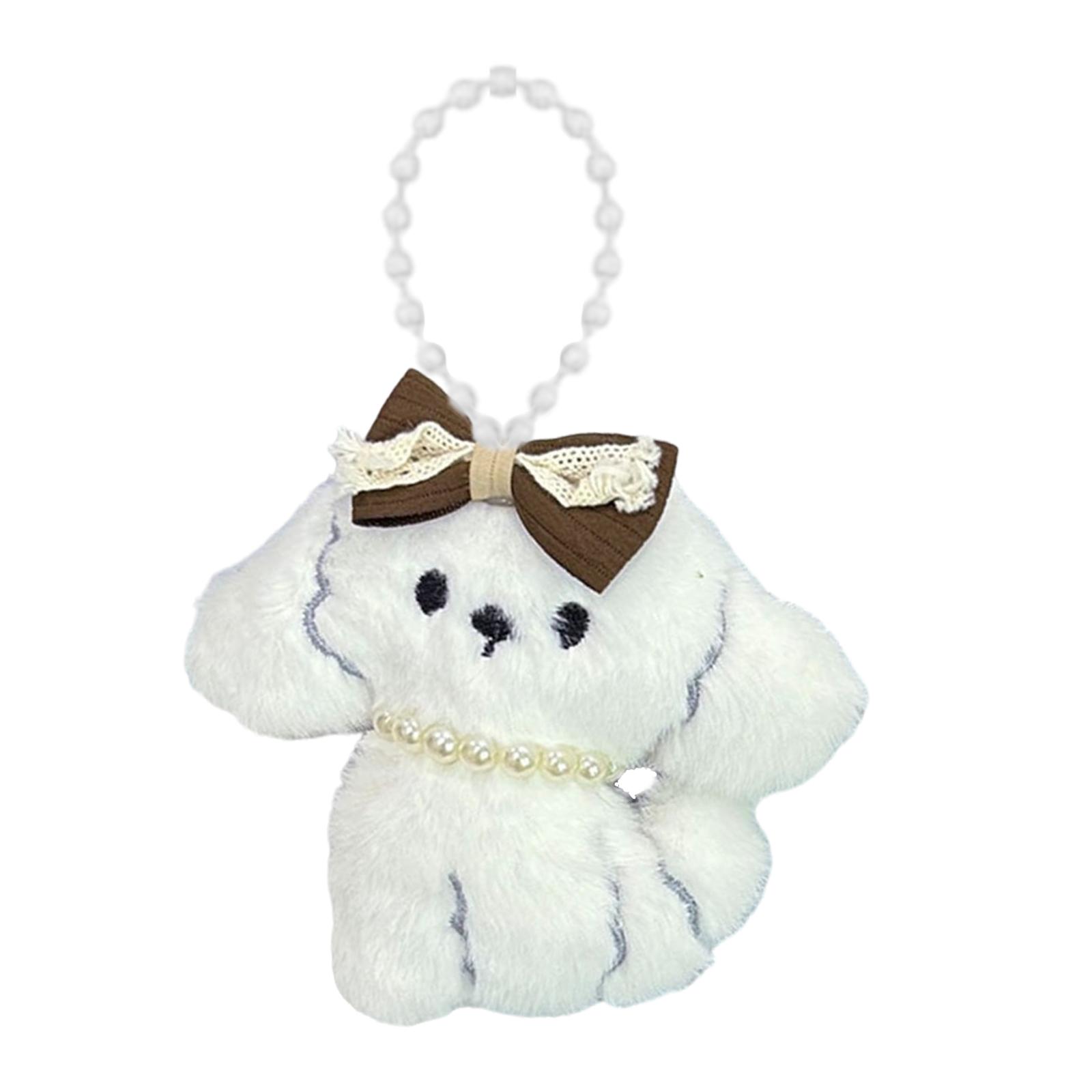 

Плюшевый брелок в форме собаки, мягкий брелок с чучелом животного, аксессуар для украшения сумки для повседневного использования, подарок на день рождения для детей 1 белый